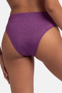 Calcinha de biquíni brasileira com glitter roxo