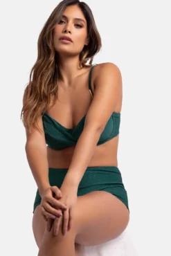 Calcinha de biquíni midi moldadora verde