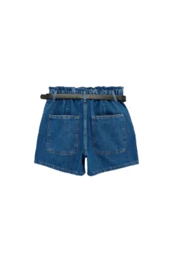Calções denim de cintura alta com cinto