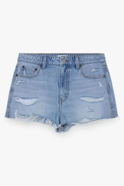Calções denim desbotados