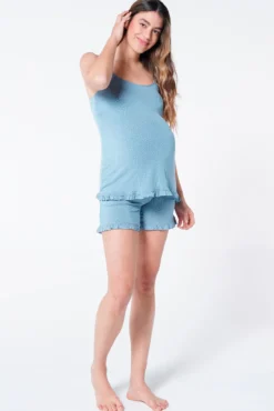 Calções pijama maternity estampagem folhos