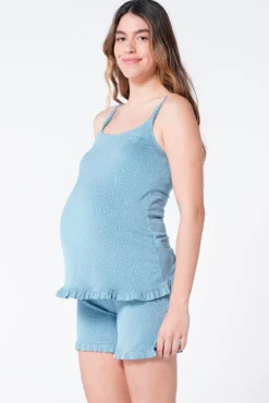 Calções pijama maternity estampagem folhos