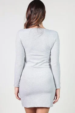 Camisa de dormir amamentação às riscas com decote