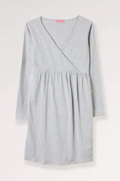 Camisa de dormir amamentação às riscas com decote