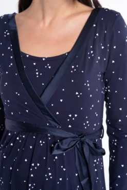 Camisa de dormir de amamentação m/l com estampado de floco de neve