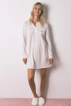 Camisa de dormir midi de malha waffle