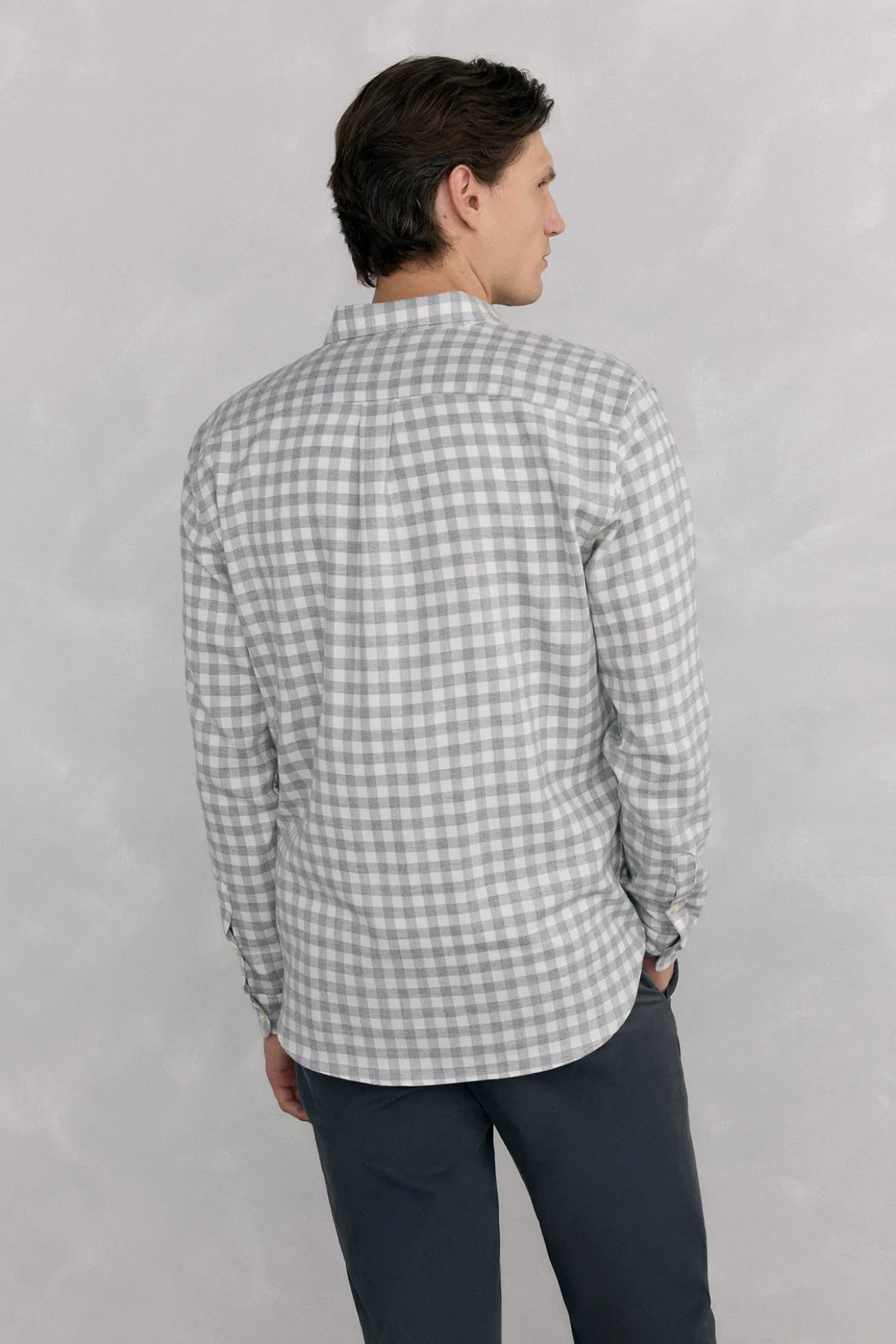 Camisa de flanela aos quadrados tecido italiano