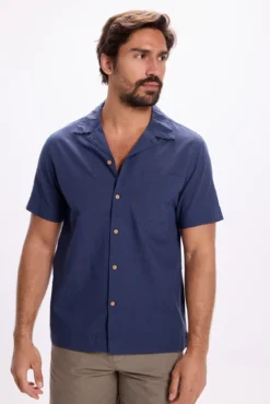 Camisa de gola de lapela lisa