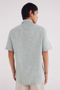 Camisa de linho de manga manga curta