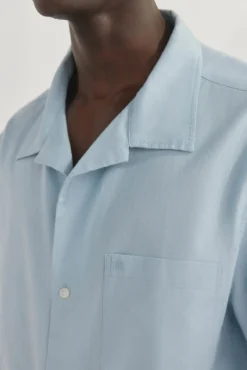 Camisa de linho de tecido manga curta