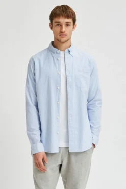 Camisa de manga comprida com bolso 100% algodão