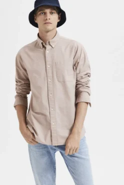 Camisa de manga comprida com bolso 100% algodão