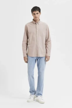 Camisa de manga comprida com bolso 100% algodão