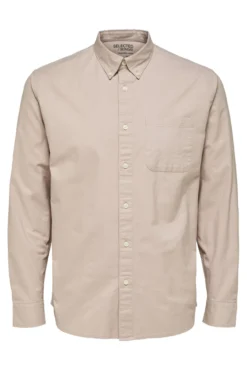 Camisa de manga comprida com bolso 100% algodão