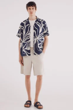 Camisa de manga curta de viscose estampado