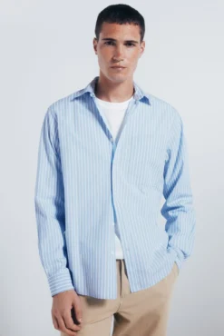 Camisa de popelina riscas