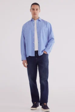 Camisa de popelina riscas boxy fit