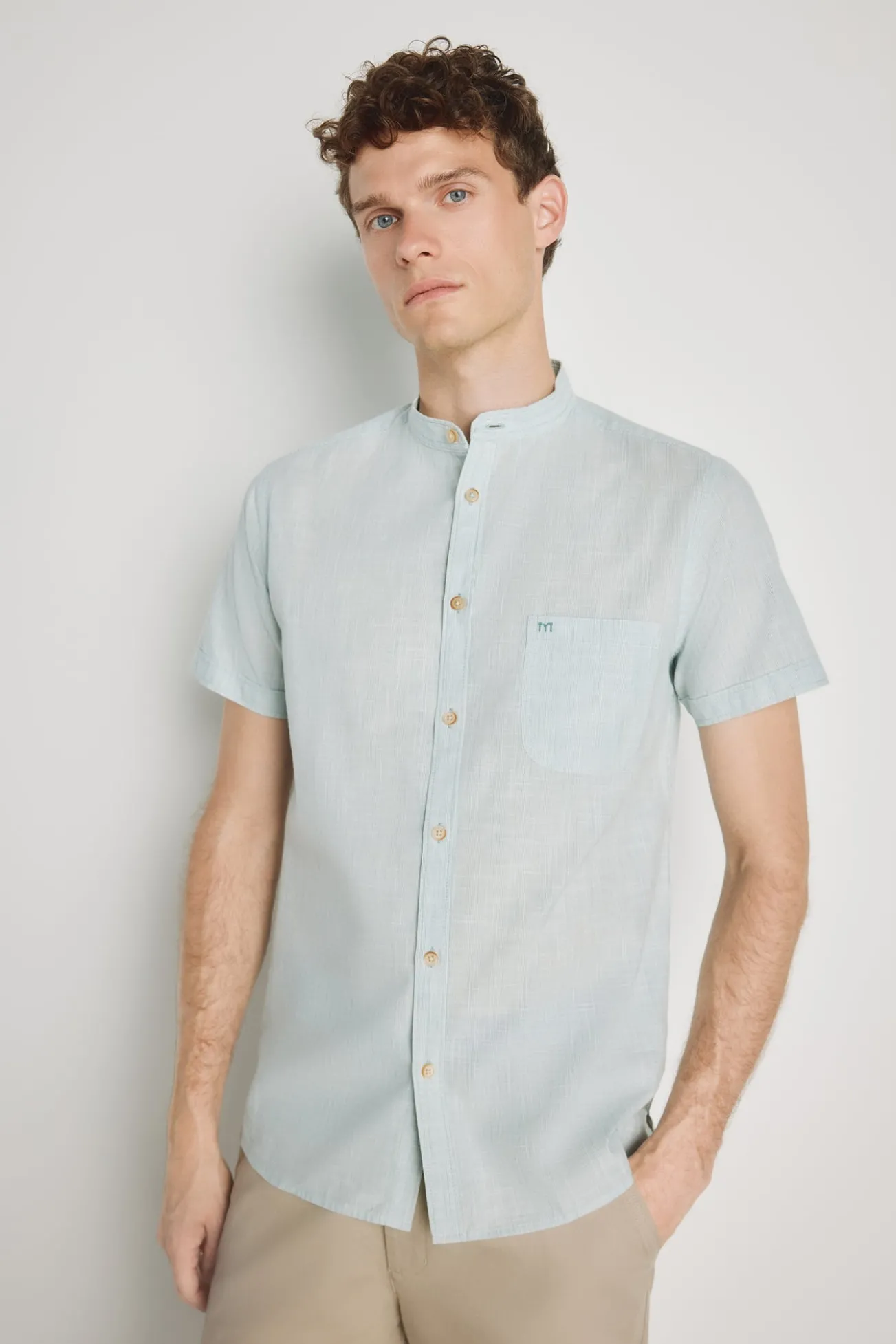 Camisa de riscas de manga curta