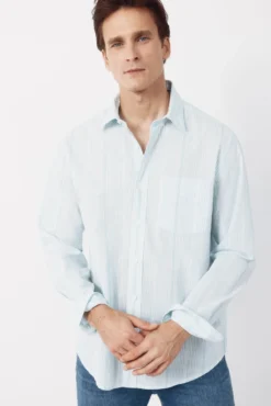 Camisa de riscas em algodão slub
