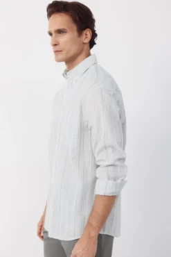 Camisa de riscas em algodão slub