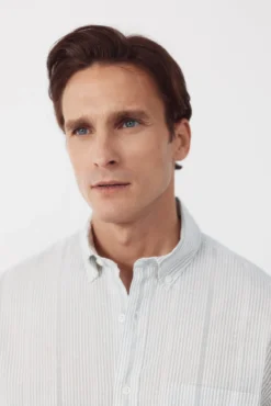 Camisa de riscas em algodão slub