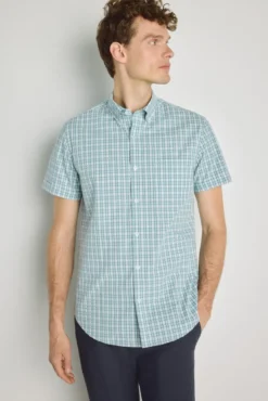 Camisa de xadrez de manga curta