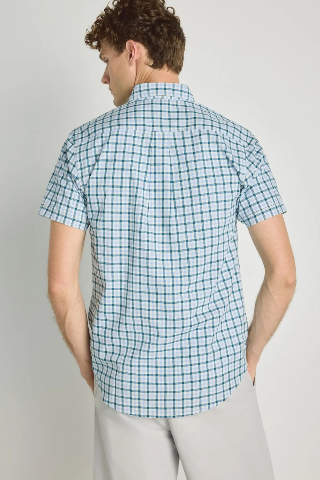 Camisa de xadrez de manga curta