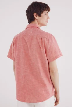 Camisa efeito linho manga curta