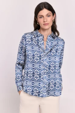 Camisa estampada gola de camisa