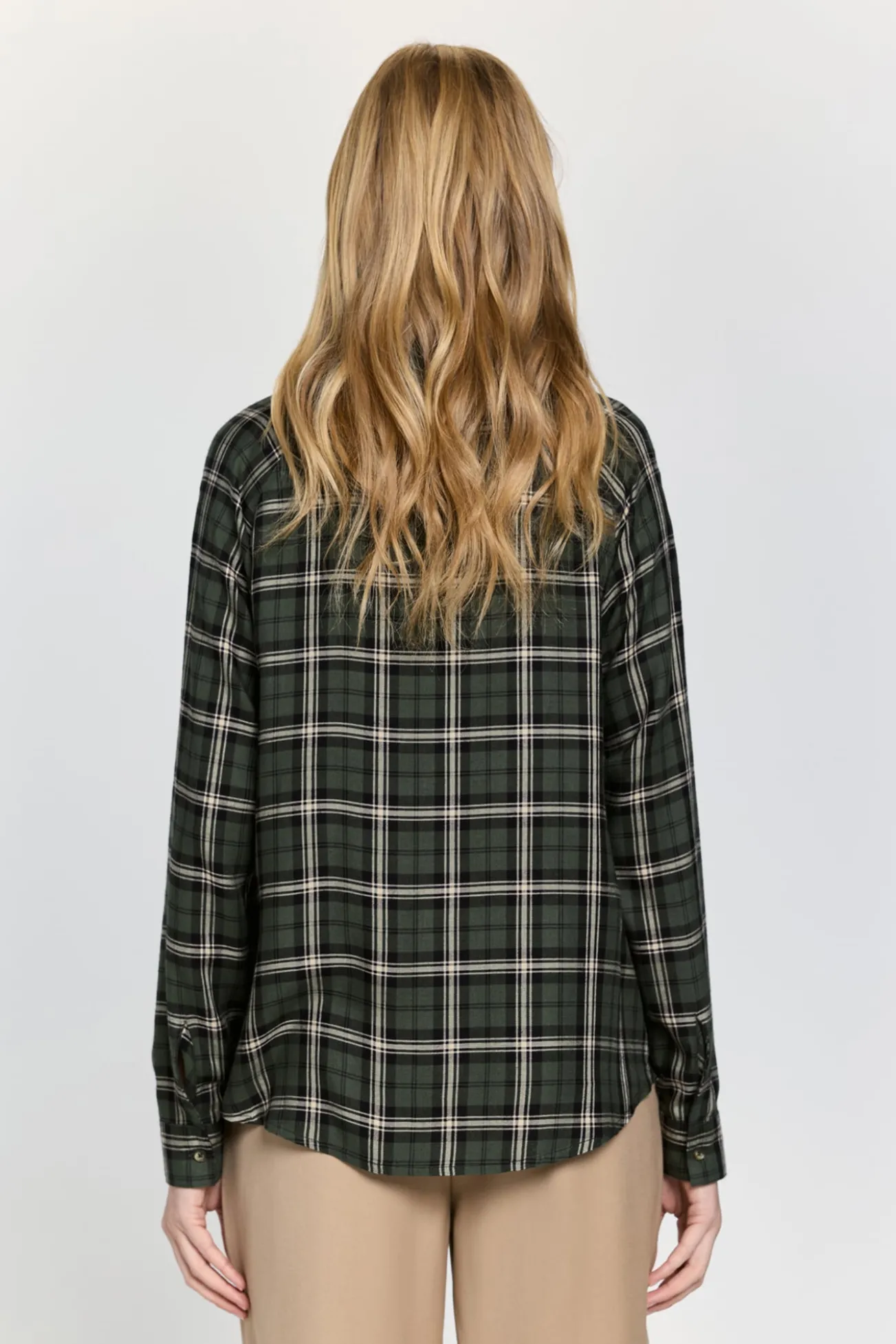 Camisa gola tartan com gola e lapela