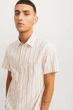 Camisa linho às riscas