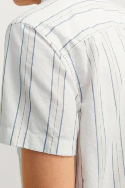 Camisa linho às riscas