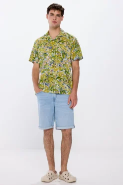 Camisa manga curta impressa viscosa