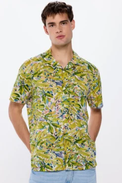 Camisa manga curta impressa viscosa