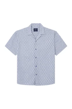 Camisa manga curta jacquard bordado
