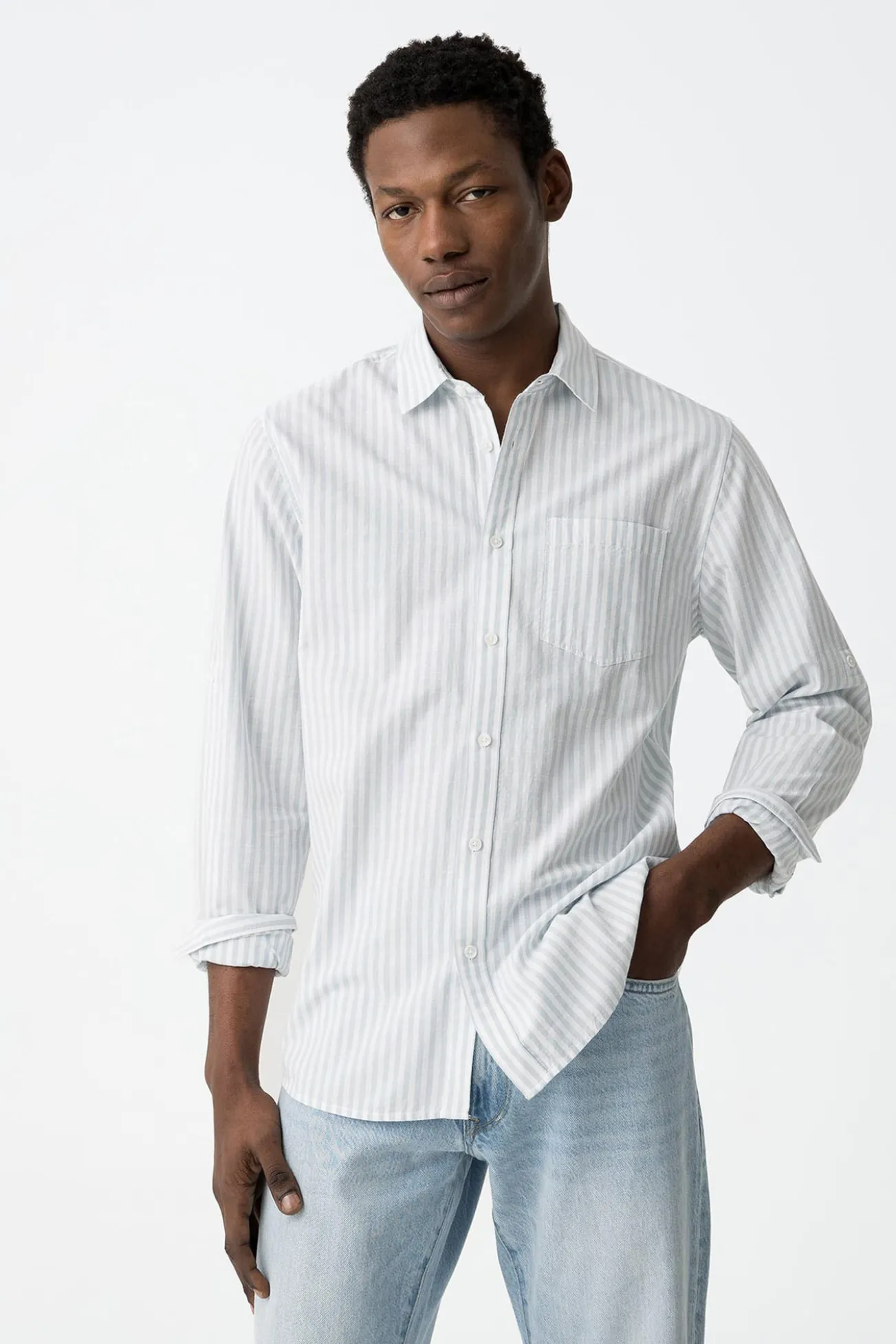 Camisa Oxford riscas regular fit