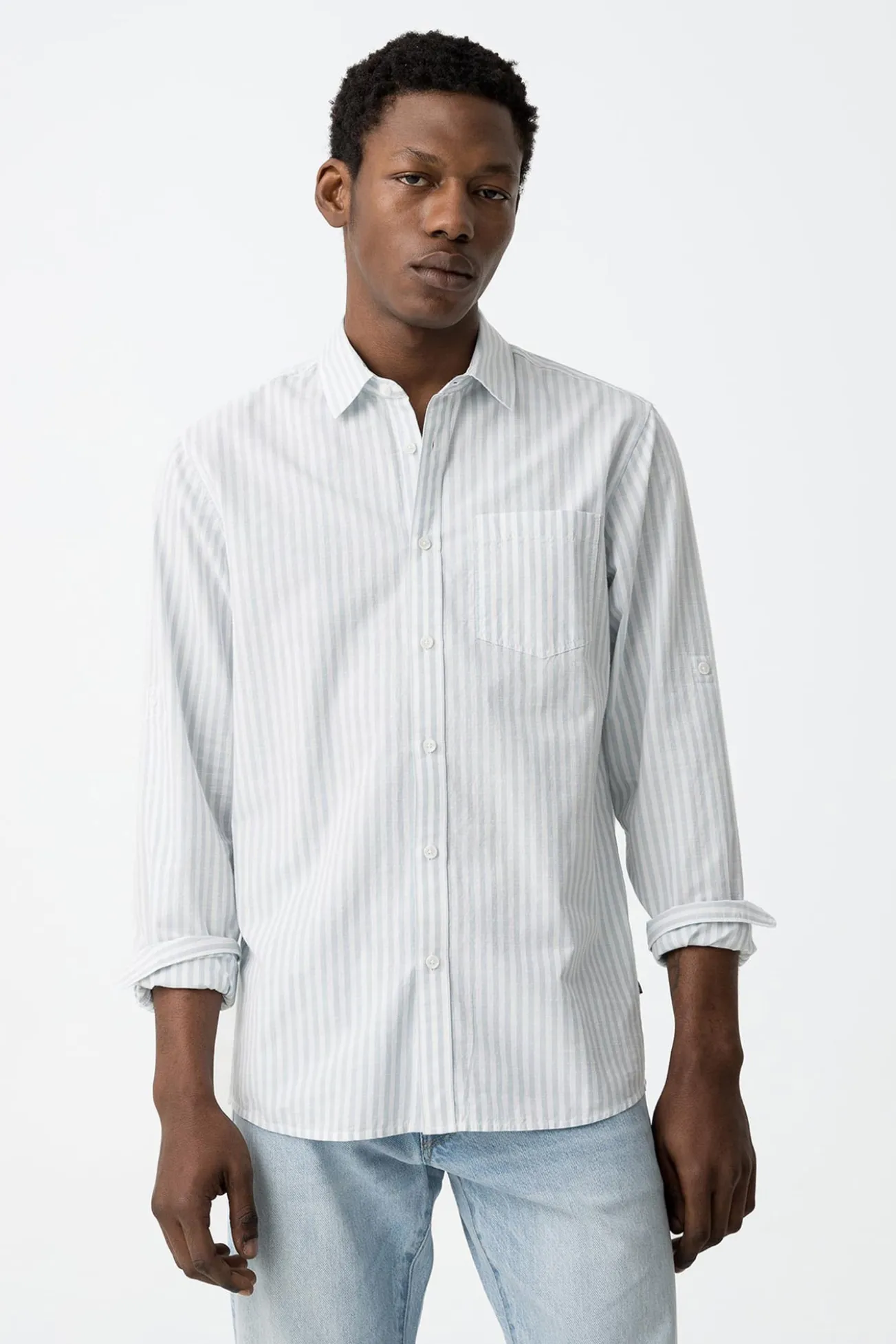 Camisa Oxford riscas regular fit