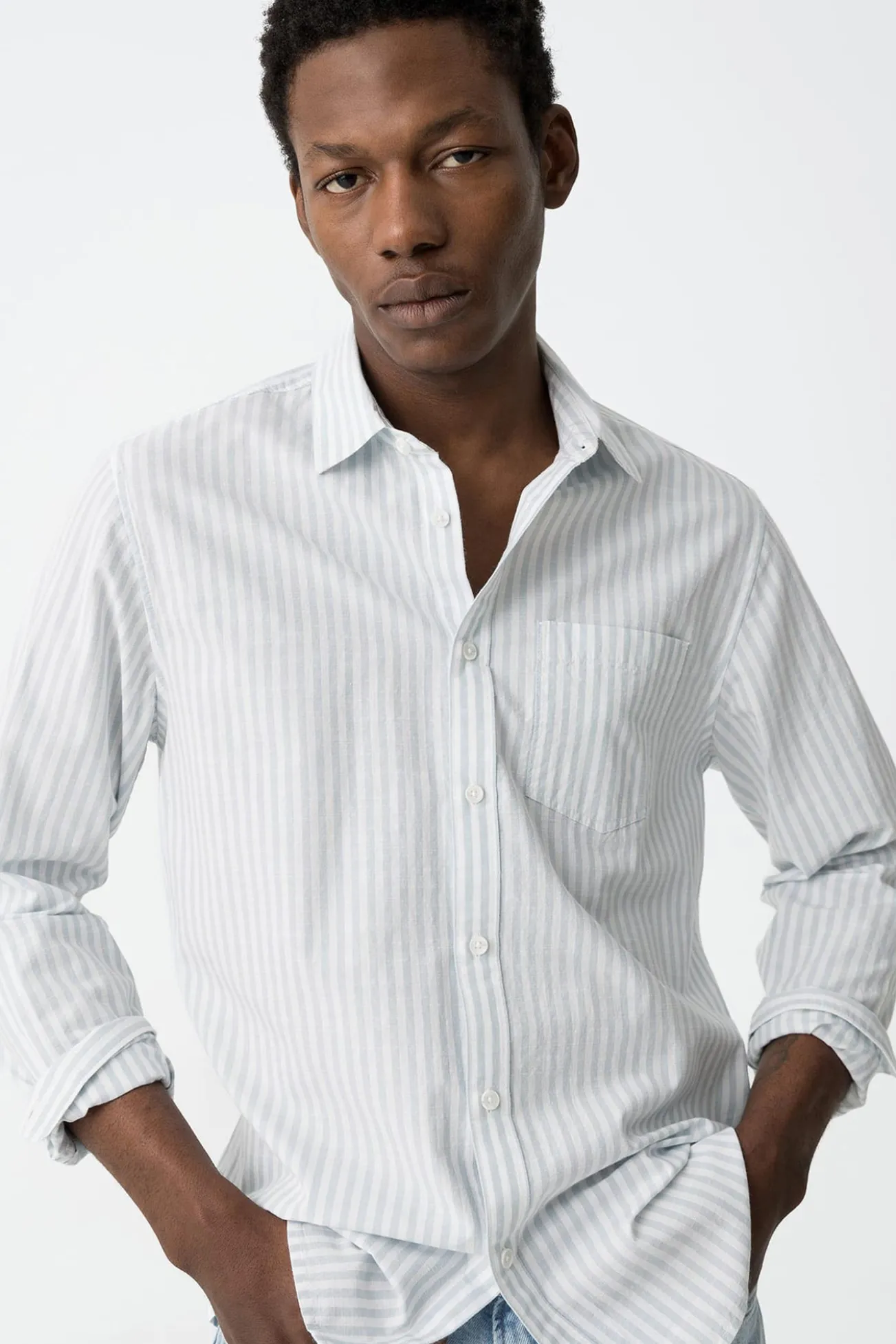 Camisa Oxford riscas regular fit