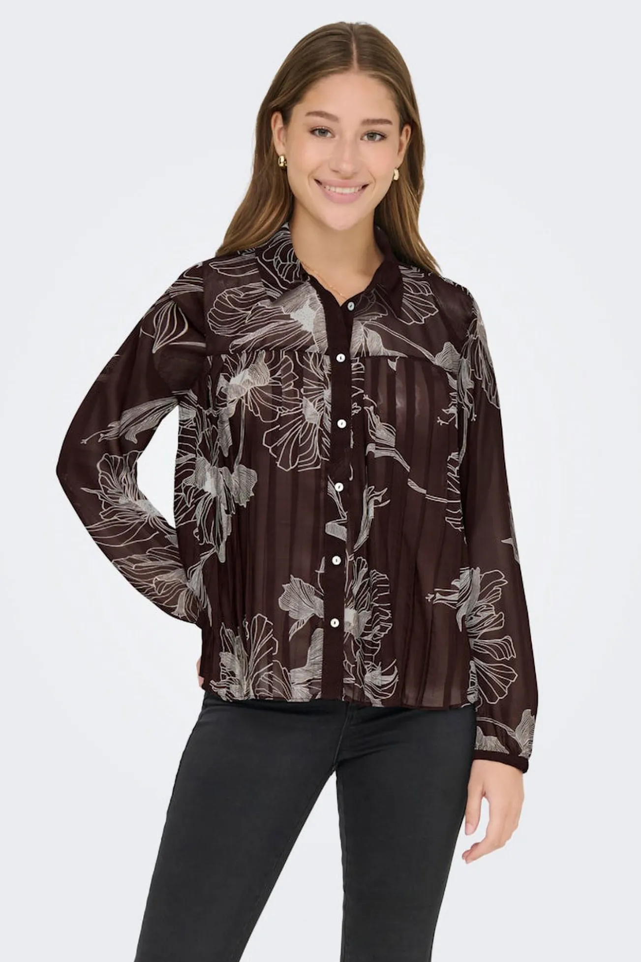 Camisa plissada de chiffon