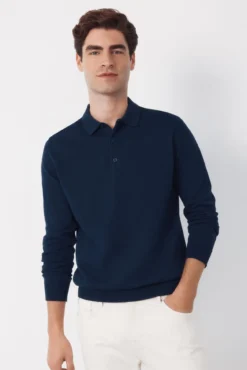 Camisa polo de algodão de manga manga comprida