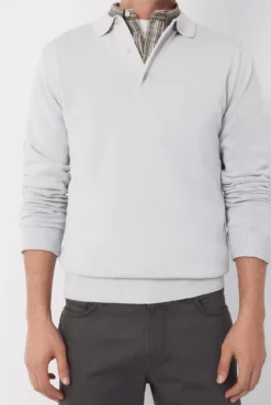 Camisa polo de algodão de manga manga comprida