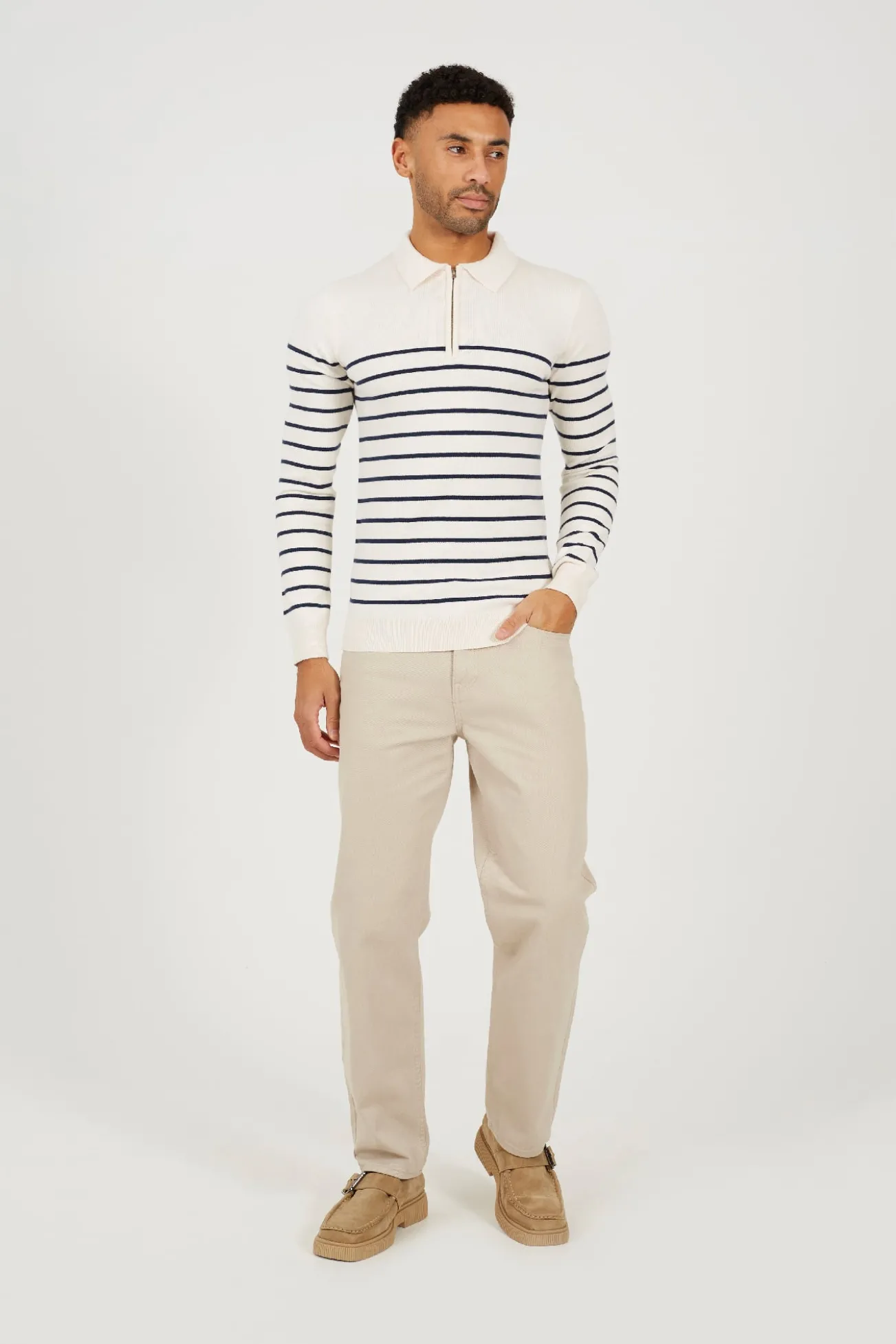 Camisa polo de malha riscas
