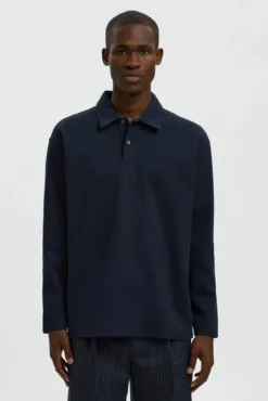 Camisa polo jacquard de manga comprida , 100% algodão orgânico