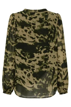 Camisa pré-mamã manga longa com estampado marrom e preta