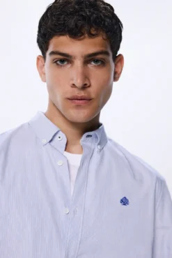 Camisa riscas de popelina