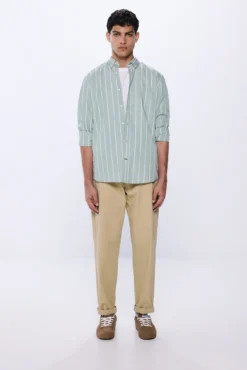 Camisa riscas de popelina