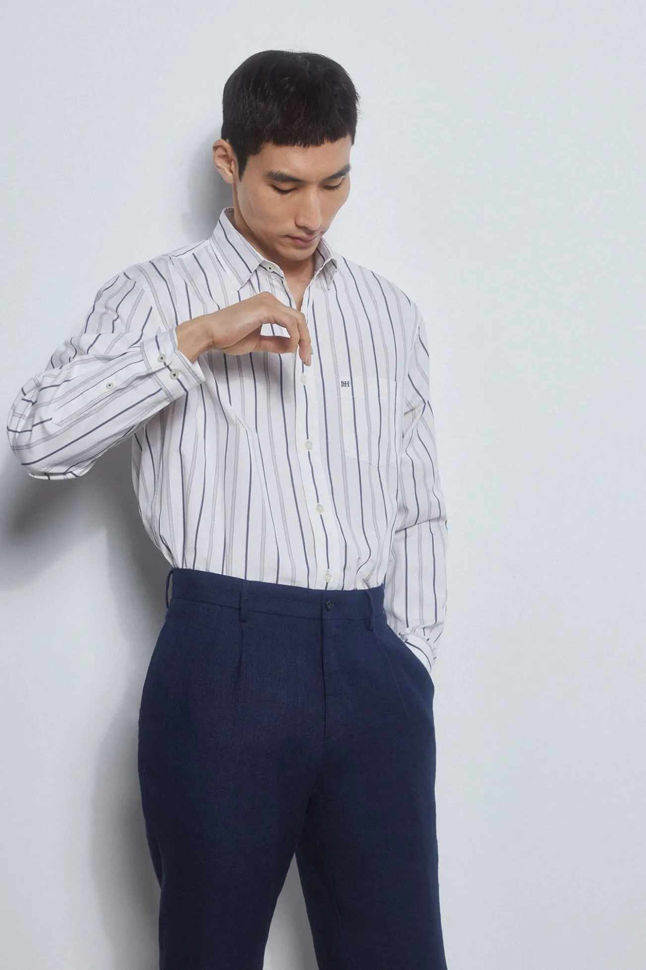 Camisa riscas tecido italiano