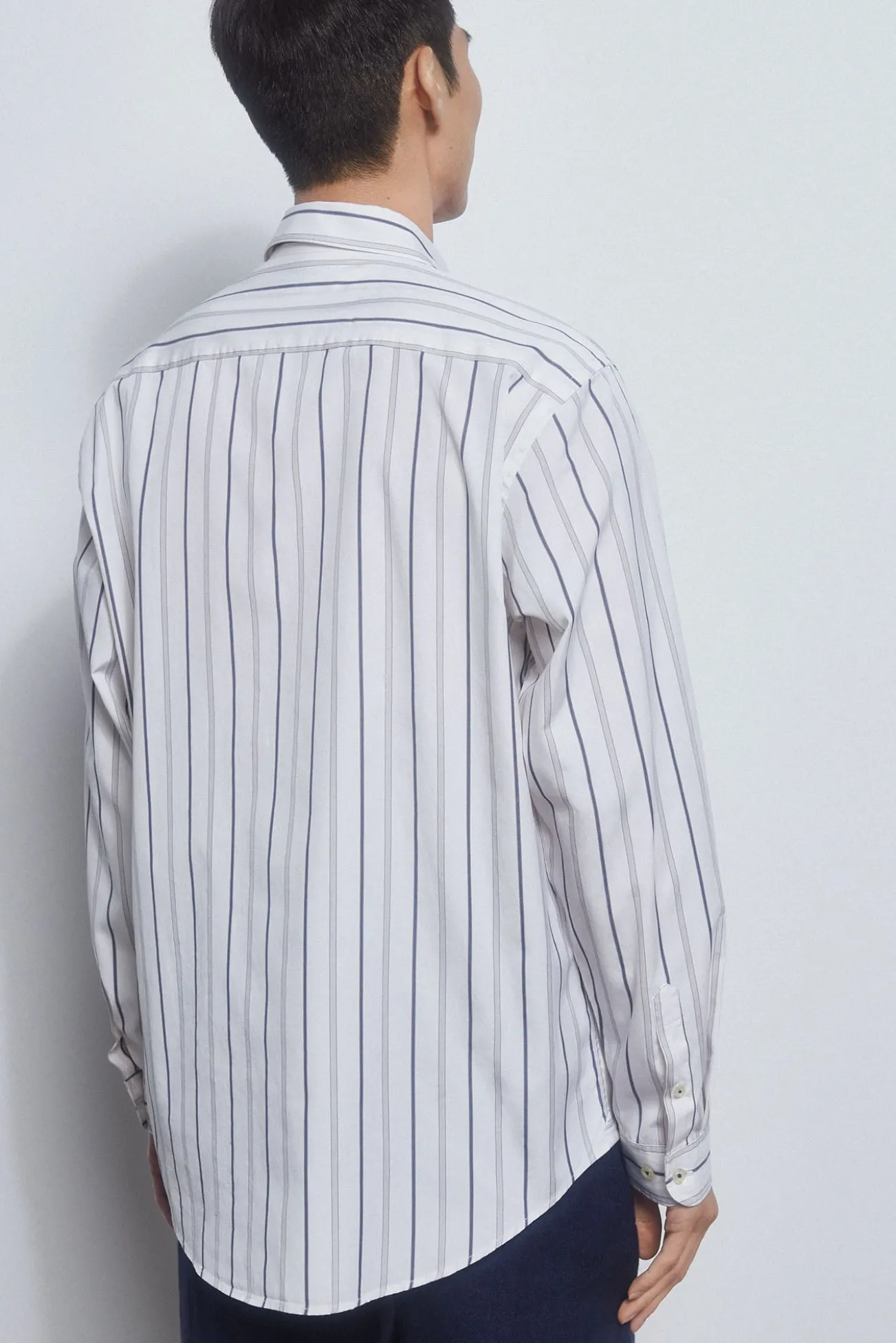 Camisa riscas tecido italiano