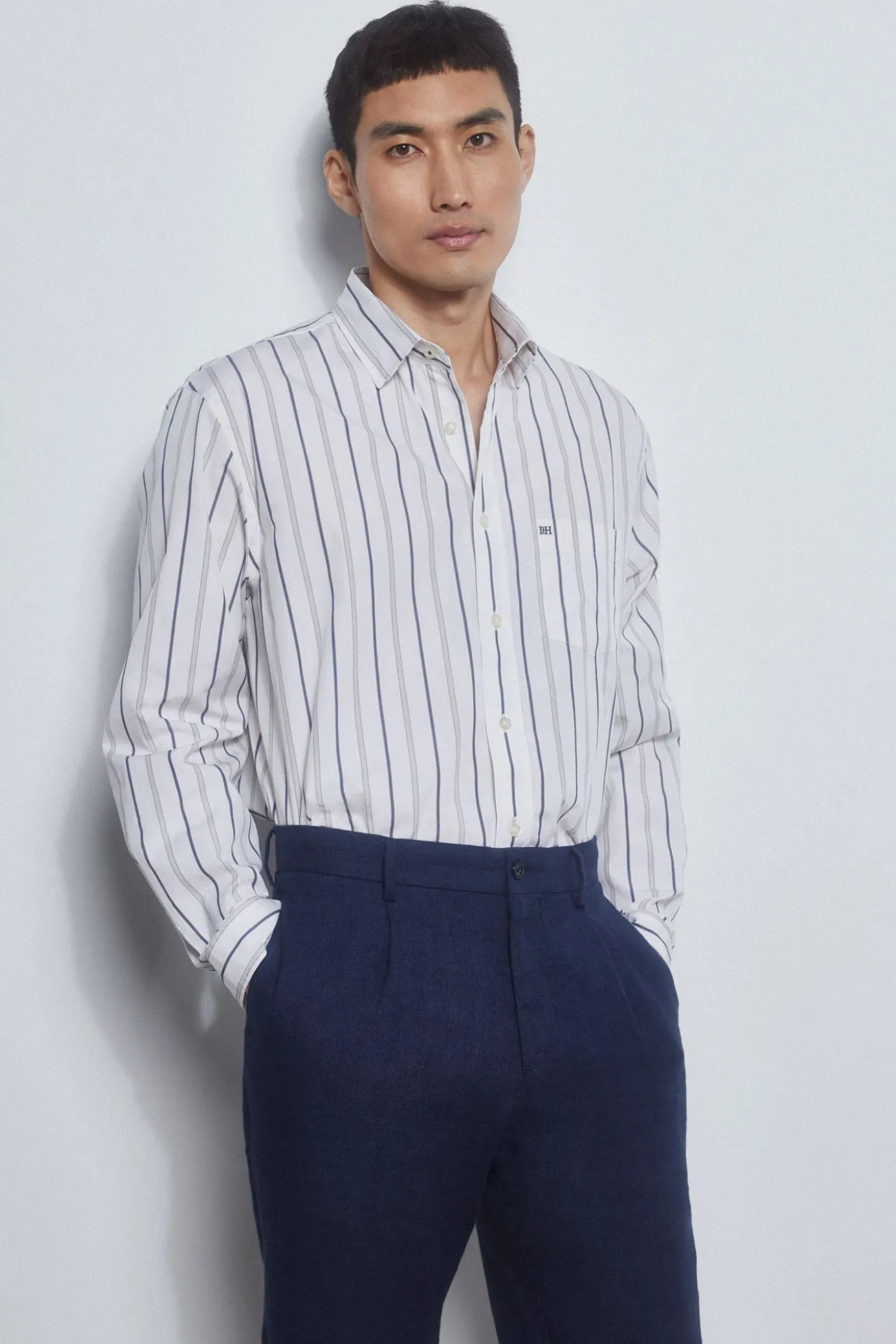 Camisa riscas tecido italiano