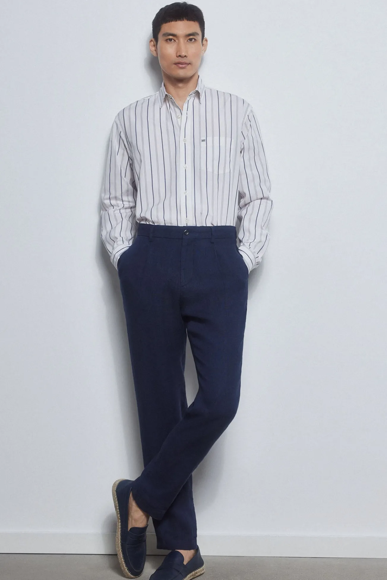 Camisa riscas tecido italiano